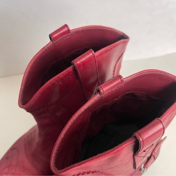 Franco Sarto Women's Red Leather Ankle Boots Vintage size 6.5 - Picture 10 of 13